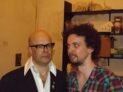 Comedian Harry Hill with musical comedian Elliot Mason looking miserable
